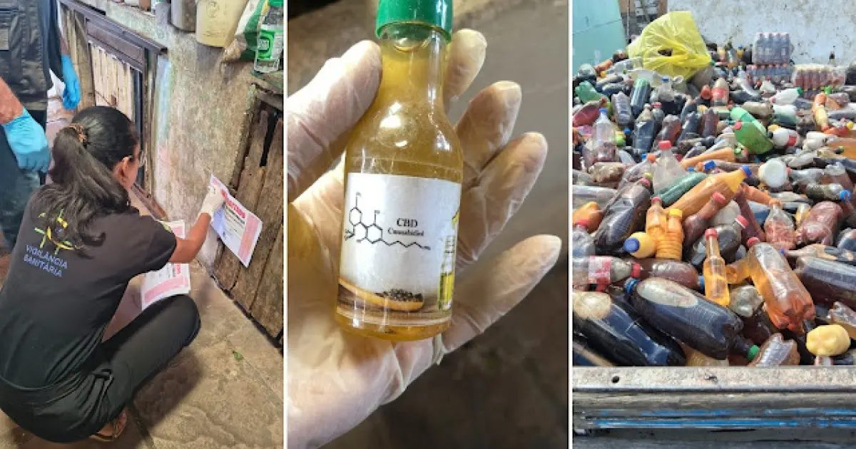 Vigilância descarta mais de mil produtos em Jacobina; fiscais encontram inseto em garrafa e maconha medicinal